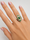 Vintage Emerald & Diamond 18K White & Yellow Gold Ring