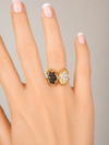 Modern 1960's Diamond and Sapphire 14kt Yellow Gold Ring
