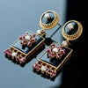Vintage Diamond Ruby and Onyx Custom Made 14K Yellow/White Gold Earring