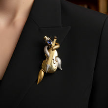  Designer Kazuo Ogana Diamond and Tanzanite Platinum and 18kt Yellow Gold Cello Pendant/Brooch