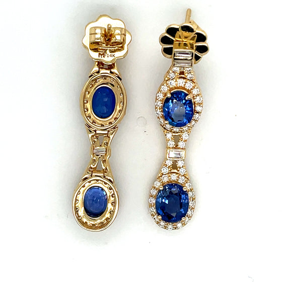 Beverly K Sapphire, Diamond and 14K Yellow Gold Dangle Earrings