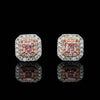 Modern Natural Fancy Pink and White Diamond 18K White Gold Earrings
