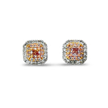  Modern Natural Fancy Pink and White Diamond 18K White Gold Earrings