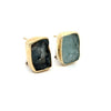 Modern Designer Rough Cut Aquamarine, Silver & 18kt Yellow Gold Set