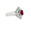 Mid Century Modern Ruby and Diamond Platinum Ring