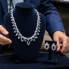 Estate Harry Winston Ceylon Sapphire and Diamond Platinum Earring and Necklace Set ( Box & Papers)