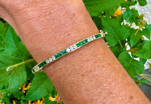  Emerald and Diamond Classic 14Kt Yellow Gold Bangle