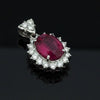 Estate Rubellite and Diamond Platinum Pendant (GIA)