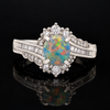 Estate .84ct. Black Opal & Diamond Platinum Ring