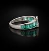 Estate Designer Emerald & Diamond 18KT White Gold Ring