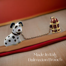  Estate Italian Dalmatian & Hydrate Black/White/Red Enamel Double Brooch 15556