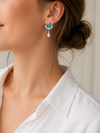 Estate Nouveau 1910 Company Diamond Plique A Jour Blue Enamel & Pearl 18K White Gold Earring Limited Edition #28/48