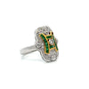 Vintage Emerald & Diamond 18K White & Yellow Gold Ring