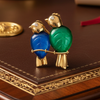 Cartier Paris 1989 Revival Love Birds Diamond and Chalcedony 18K Yellow Gold Pendant/Brooch