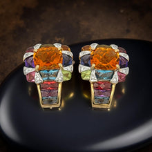  Bellarri Diamond and Multi Color Gemstone 18k Yellow Gold Earrings