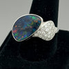 Estate Designer Freeform 4.26ct Black Opal Diamond Platinum Ring 14983