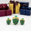 Italian Designer Giovane Emerald Diamond 18Kt White and Yellow Gold Earring and Brooch/Pendant Set
