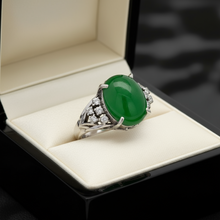  Jade and Diamond Platinum Ring