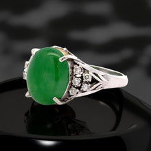  Jade and Diamond Platinum Ring