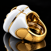 Estate David Webb White Enamel 18K Yellow Gold Bold Ring