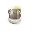 Modern Designer Rough Cut Aquamarine, Silver & 18kt Yellow Gold Set