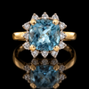 Estate 4.46ct. Aquamarine and Diamond 14KT Yellow/White Gold Ring