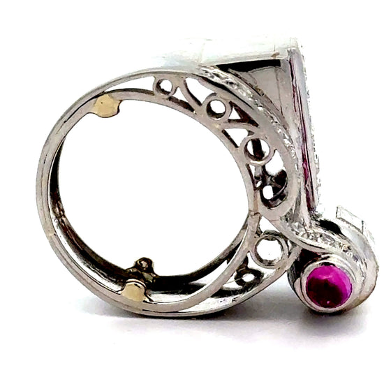 Art Deco Diamond and Ruby Platinum Ring