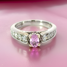  14K White Gold Pink Tourmaline and Diamond Ring 14849