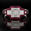 Estate Designer Diamond & Ruby 18K White Gold Ring