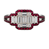 Estate Designer Diamond & Ruby 18K White Gold Ring