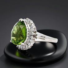  Fine Peridot and Diamond Platinum Ring