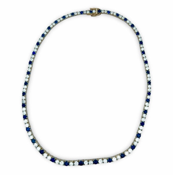 Diamond and Sapphire 18K Yellow Gold Neklace