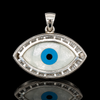 Estate Good Luck Diamond & Mother Of Pearl, Turquoise 18KT White Gold Pendant