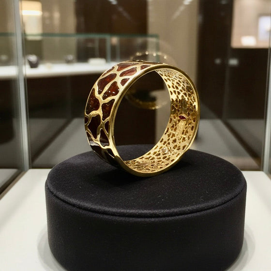 Roberto Coin Giraffe Enamel and 18K Yellow Gold Bangle