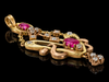 Estate Rose Cut Diamond & Pink Sapphire 14KT Yellow Gold Pendant