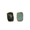 Modern Designer Rough Cut Aquamarine, Silver & 18kt Yellow Gold Set