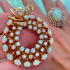 Vintage Opal and Diamond Wreath 14K Yellow Gold Pendant/Brooch