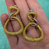 Designer AKMS 6.91cttw Natural Fancy Vivid Yellow Diamond and 18k White & Yellow Gold Dangle Earring