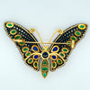 Estate Sapphire Emerald Diamond 14K Yellow Gold Silver Top Butterfly Brooch/Pendant 15337