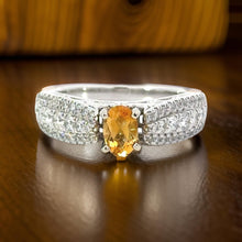  Citrine and Diamond 14K White Gold Ring 14853