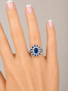 Modern Designer Fine 2.59cttw Sapphire, Diamond, Pearl 18Kt White Gold Ring