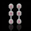 Contemporary Natural Fancy Intense Pink/White Diamond 18K White & Rose Gold Drop Earrings (6 GIA Reports)