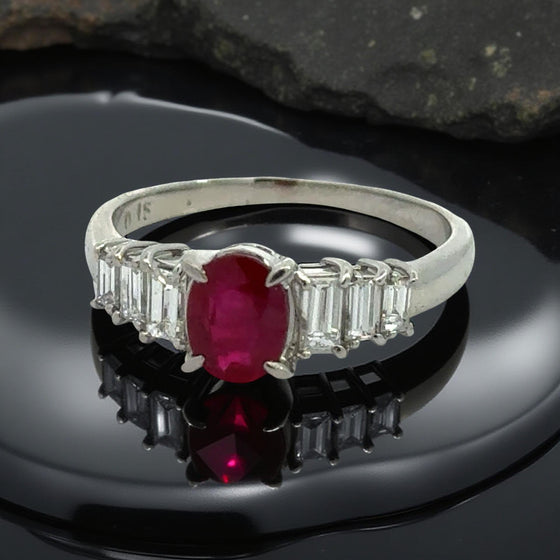 Fine Ruby and Diamond Platinum Ring