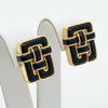 Designer Angela Cummings Black Enamel and 18Kt Yellow Gold Weave Earrings