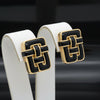 Designer Angela Cummings Black Enamel and 18Kt Yellow Gold Weave Earrings