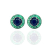 Sapphire and Emerald 18 K White Gold Earrings