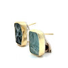 Modern Designer Rough Cut Aquamarine, Silver & 18kt Yellow Gold Set
