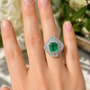 Estate Modern Fine Colombia Emerald (GIA) and Diamond Platinum Ring