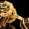 Estate David Webb Ram Head Green & Brown Enamel 18K Yellow Gold Cuff Links