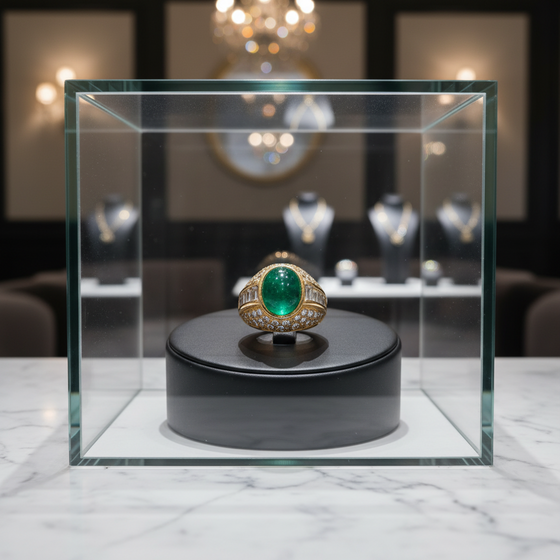 Certified 5.95ct Colombia Emerald and Diamond Yellow Gold Ring